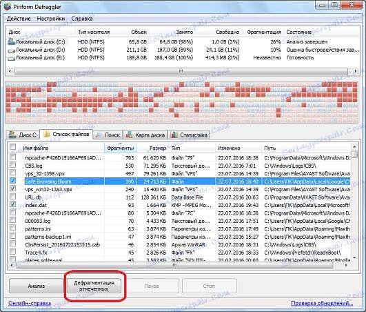 Defragmentujte jednotlivé soubory v programu Defraggler