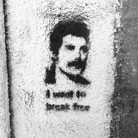 A Freddie Mercury stencil in North Nicosia