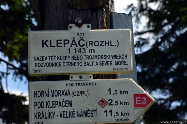 Králický Sněžník - Rozcestník "Klepáč (rozhledna)" 1143 m n.m.