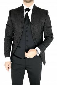Pánský oblek s vestou a kravatou černý 62 EAN (GTIN) 0742376613483