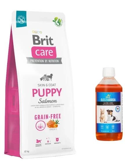 BRIT CARE Dog Grain-free Puppy Salmon 12kg + LAB V 500ml 5% SLEVA!