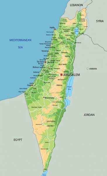 Geografická mapa Izraele