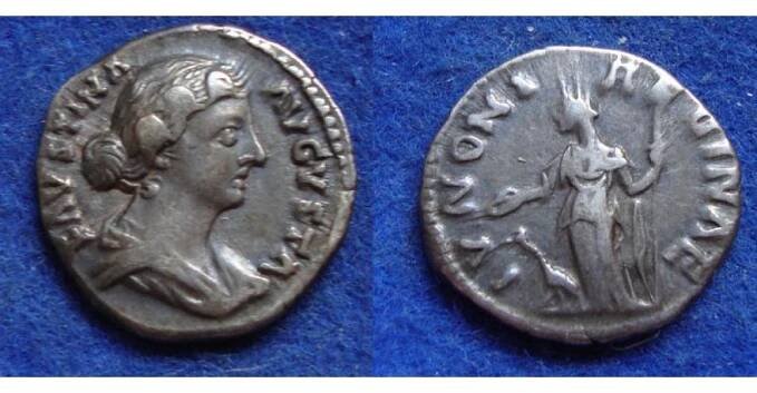 Faustina jr - denarius JUNO, nice portrait!  (D1820)