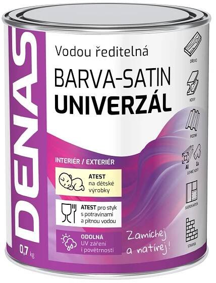 Denas Vrchní barva na dřevo, kov a beton Univerzál-satin, 0100 bílá, 700 g nakoupit u OBI