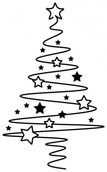 Christmas Tree Drawing with Stars