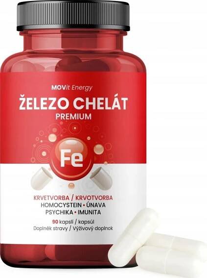 MOVit Železo Chelát Premium 90 kapslí