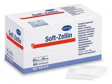 Soft-Zellin tampony s alkoholem, nesterilní, 60 x 30 mm