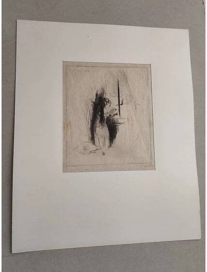 Adolf Alex Jelínek (1890 - 1957) - Čtenářka - lept, grafika, signováno