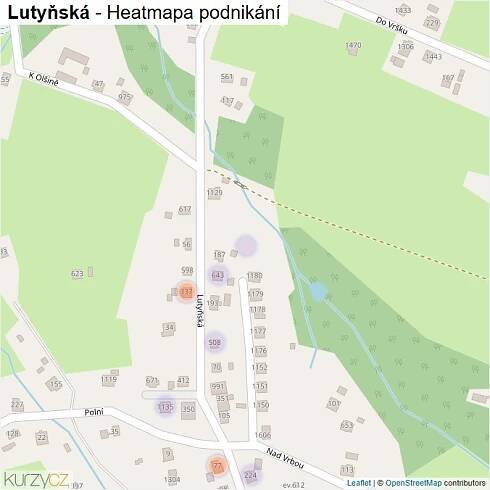 Mapa Lutyňská - Firmy v ulici.
