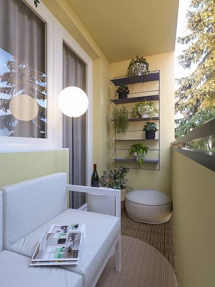 návrh balkonu, dřevěná podlaha na balkon, nábytek na míru, koberec na balkon, nábytek na balkon, balkonový nábyte, balkonový stolek, venkovní nábytek, zahradní nábytek, lamely, lamelový panel