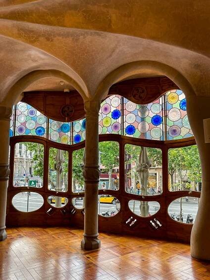 The dreamlike inside of Casa Battló by Gaudí in Barcelona, Spain. 