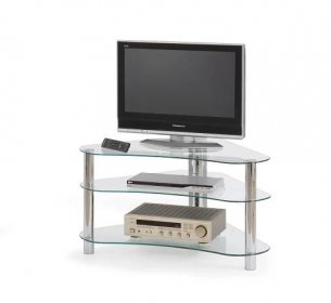 Televizní stolek TRIPLE - sklo/ocel - bezbarvý