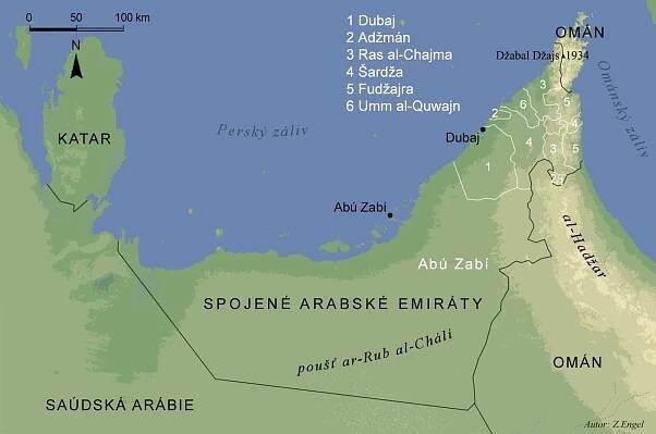 Spojené arabské emiráty - mapa