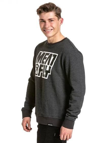 Pánská mikina Meatfly Repash Crewneck, Charcoal Heather | Meatfly