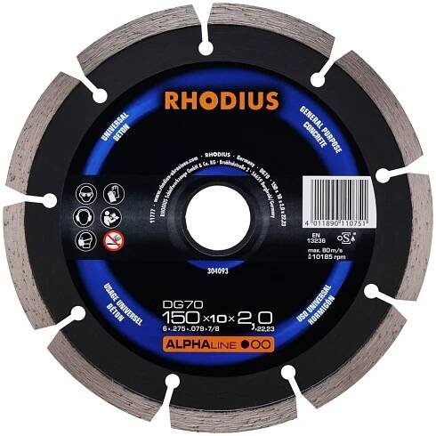 RHODIUS Diamantový rozbrušovací kotouč DG70 150 x 7,0 x 2,0 x 22,23 ALPHAline