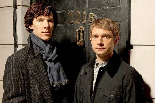 Benedict Cumberbatch as Sherlock Holmes and Martin Freeman as Dr. John Watson on 'Sherlock'