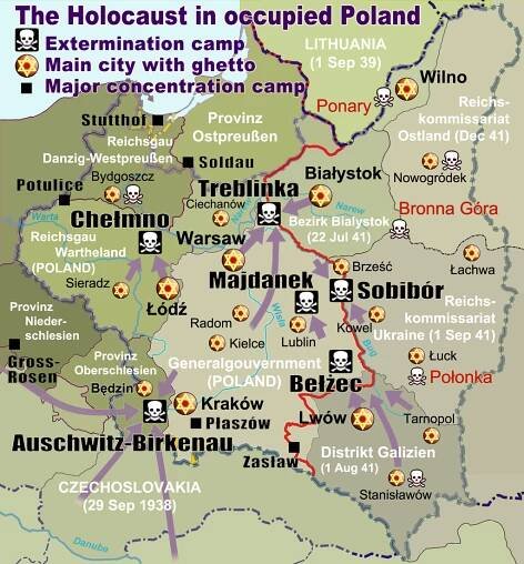 Vyhlazovací tábory v Polsku. Kredit: Poeticbent / Wikimedia Commons.