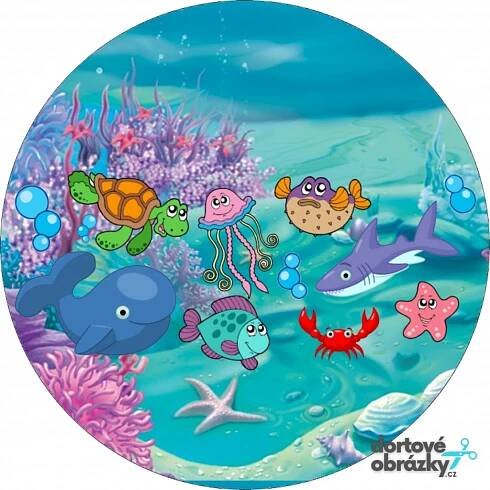 MOŘSKÝ SVĚT (● velikost průměr 20 cm ☝, ● materiál FONDÁNOVÝ DECORLIST ✴️)