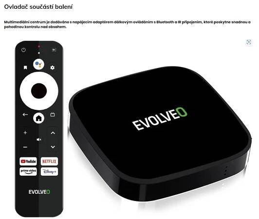 EVOLVEO MultiMedia Box A4, 4k Ultra HD, 32 GB, Android 11 | Aukro