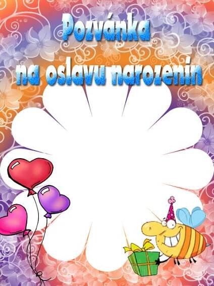 a birthday card with balloons, hearts and a bee holding a gift box in front of it