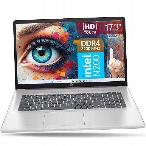 PRAKTICKÝ NOTEBOOK HP 17 Intel N 32GB 1TB SSD DOTYKOVÝ DISPLEJ W11 17.3"