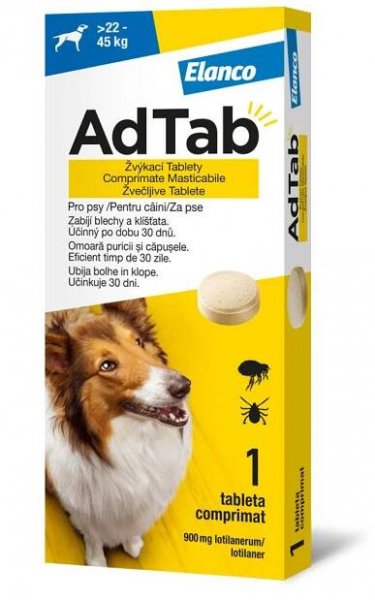 AdTab Žvýkací tablety pro psy >22-45 kg 900 mg 1 tableta