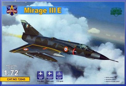 Mirage IIIE (3x camo, 3 types fuel tanks, PE) - Modelsvit 72045