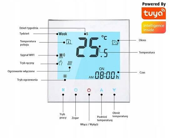 Bezdrátový pokojový termostat WIFI Tuya Smart L za 808.00CZK - Allegro