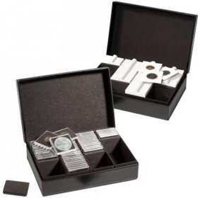 Presidio QUADRUM 100 - box na čtvercové mincovní kapsle a kartonové rámečky 50x50 mm - kapacita 100 ks kapslí nebo 320 ks rámečků - Leuchtturm 340969