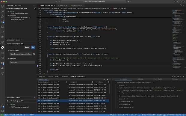 Live snapshot Visual Studio Code IDE