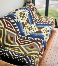 měkká a teplá deka z alpaky vyrobené z vlny baby alpaky - extra velká 200 x 230 cm - oboustraný aztécký jihozápadní vzor