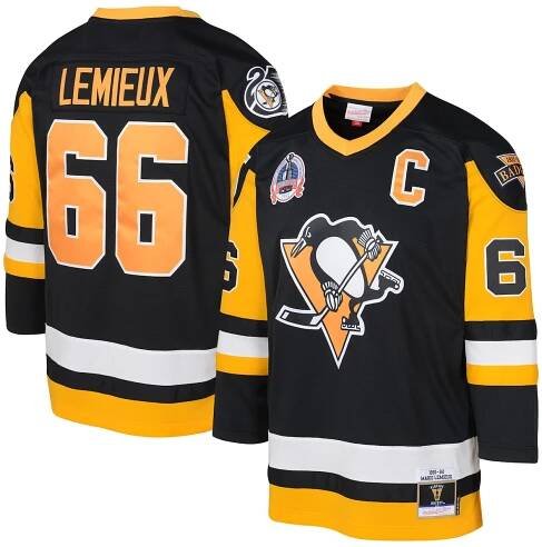 Youth Pittsburgh Penguins Mario Lemieux Mitchell & Ness Black 1991/92 Captain Patch Power Play Player Jersey