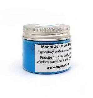 METALICKÝ PIGMENT MYRESIN - MODRÁ JE DOBRÁ 20 g (Modrá Je Dobrá je pigmentový prášek do pryskyřice. Přidejte 1 - 5% prášku do předem zamíchané pryskyřice.)