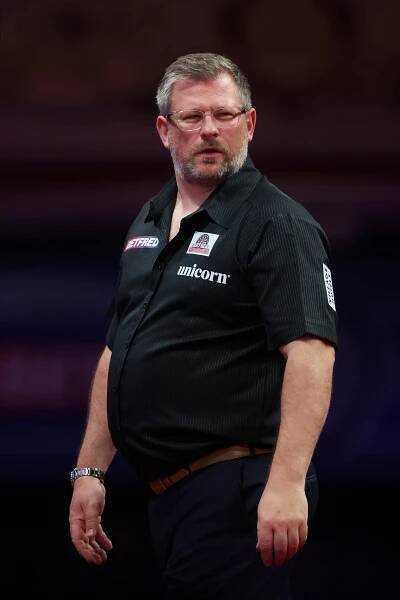 James Wade of England at the 2025 Betfred World Matchplay.
