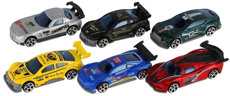 Auto závodní 6ks kov/plast 8cm na volný chod v krabičce 10,5x27x4cm | REMA UH s.r.o.