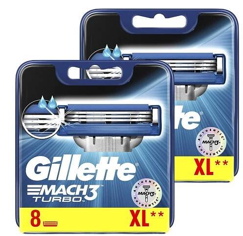 Gillette Mach3 Turbo náhradní hlavice 8 ks + 8 ks