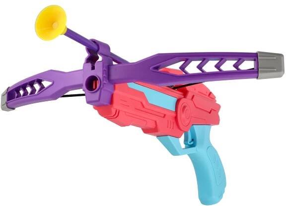 Kuše 27cm + šípy na přísavky 3ks plast růžová v krabici 33x20,5x5cm
