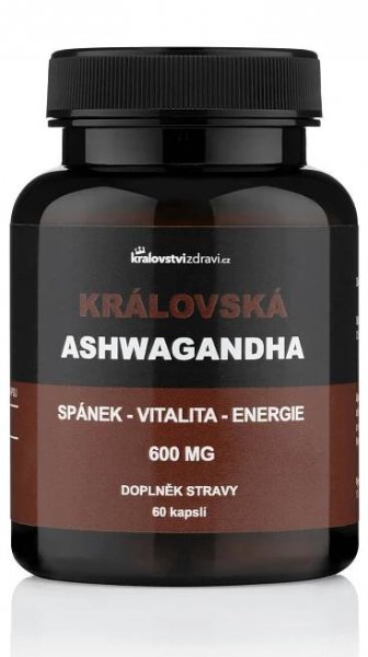 Království zdraví Královská Ashwagandha 600 mg, extrakt z Ašvagandy s 5 % withanolidů, 60 kapslí