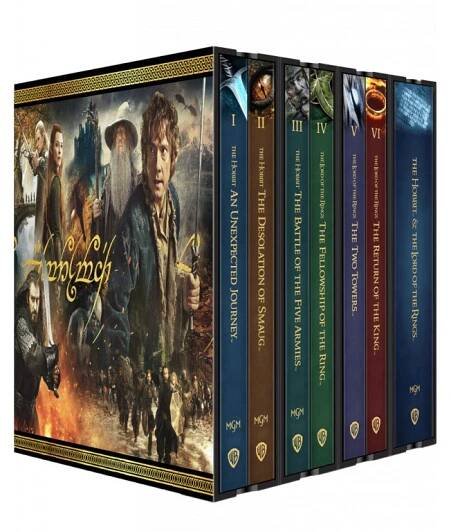 Kolekce Středozemě (Trilogie Pán Prstenů a Hobit, Prodloužené verze i kinosestřihy, 4k Ultra HD Blu-ray + Blu-ray, 31 disků)