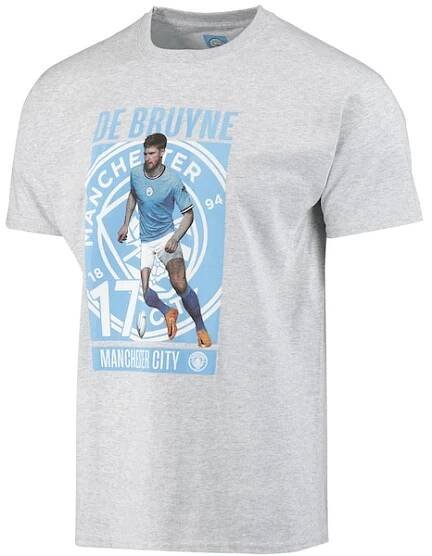 Manchester City De Bruyne Graphic T-Shirt - Grey Marl - Mens