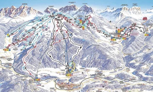 Kronplatz - mapa sjezdovek