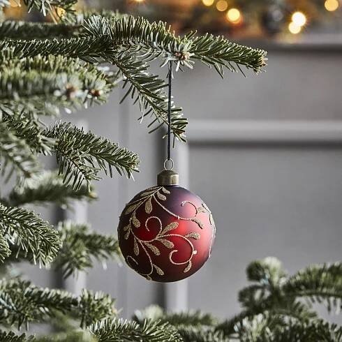 Skleněná vánoční ozdoba Flori Red – set 4 ks