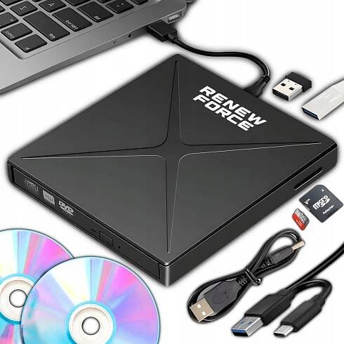 Jednotka CD-R/DVD-ROM/RW externí USB-C 3.0 rekordér PŘEHRÁVAČ čtečka SD