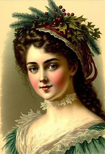 Woman with Holiday Greenery
