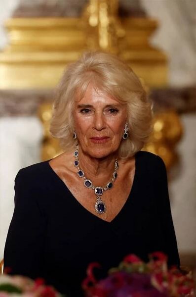 Queen Camilla was nearly upstaged by Brigitte Macron at a gala dinner in France. What jewelry was the Queen wearing?