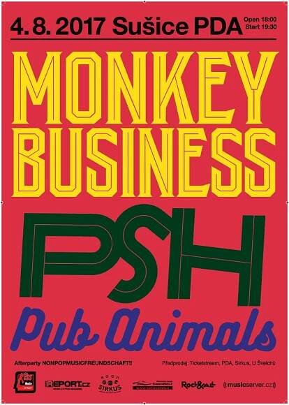 Koncert Monkey Business, PSH a Pub Animals - Sušice PDA, 4.8.2017