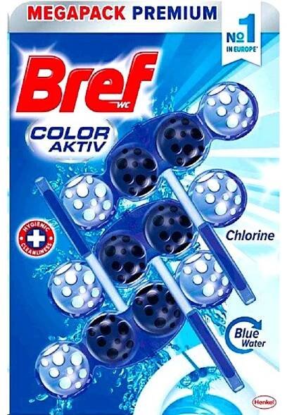 BREF WC 3x50g Chlorine  Power Aktiv zbarvuje vodu
