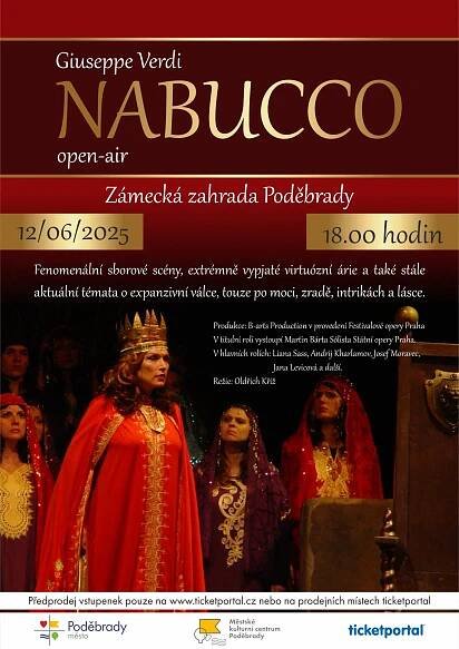 Giuseppe Verdi: NABUCCO open air · čt 12. 6. 18:00 · Zámek Poděbrady · Akce již proběhla · Lázně Poděbrady, a. s.