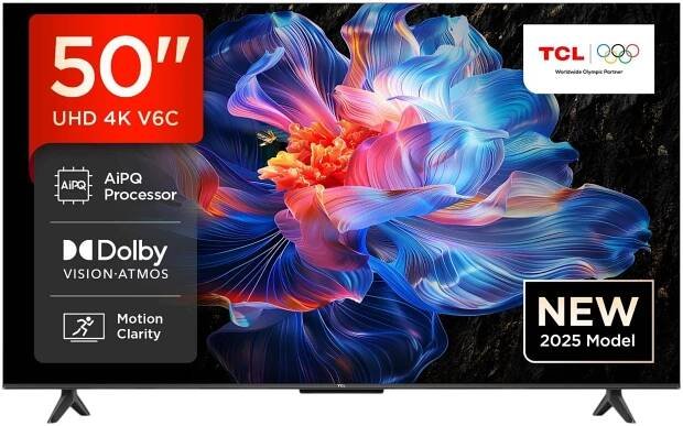Obrázek produktu pro TCL V6C 50V6C, 127 cm (50"), 3840 x 2160 px, DLED, Smart TV, Wi-Fi, Metalická