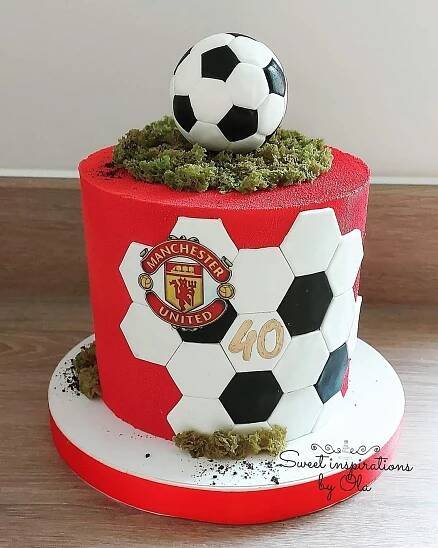 there is a soccer ball on top of a cake
